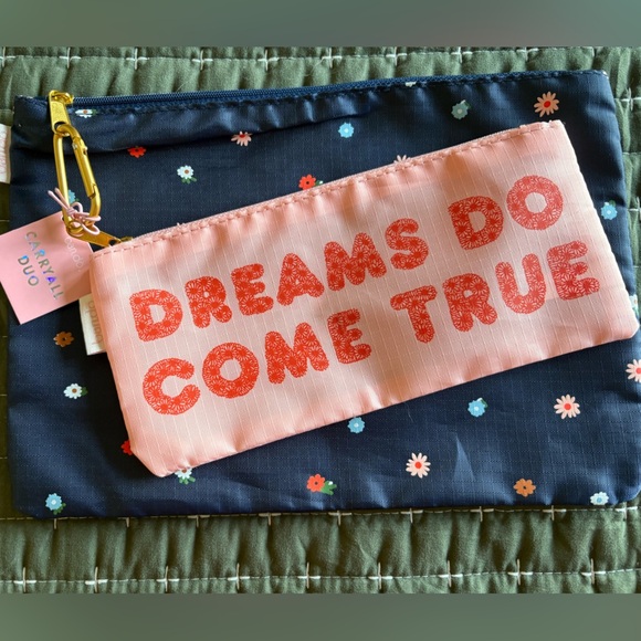 bando Handbags - Pink and Navy Bando Caryall Duo Floral Pouch Set
NWT